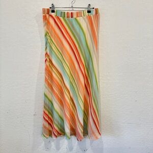 Chico's Midi Skirt Womens 1 Medium 8 Colorful Stripes Midi Summer Spring Casual